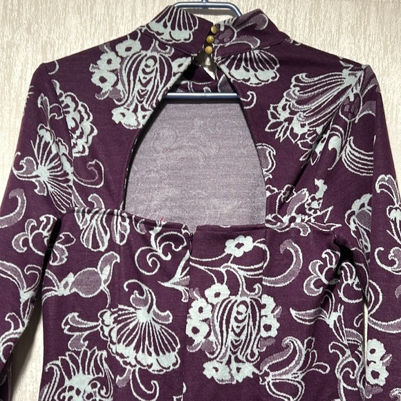 Anthropologie Mock Neck Mini Dress Boho Keyhole Back - Picture 10 of 13